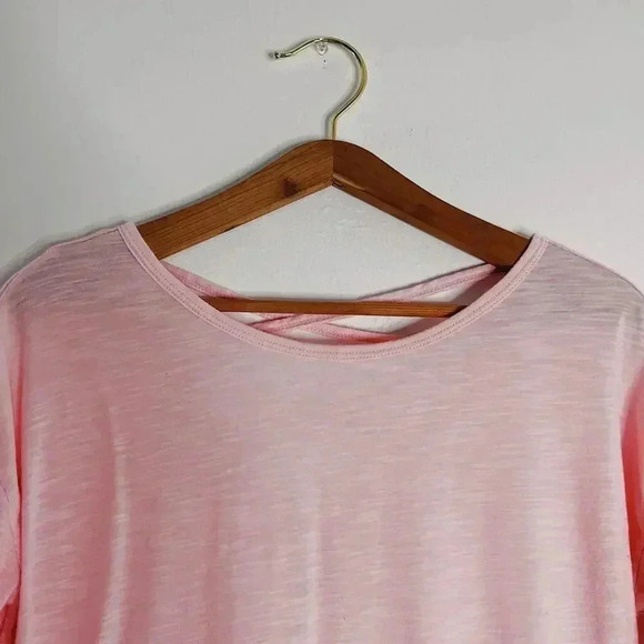 Gaiam Light Pink Lace Up Back Heathered Long Sleeved Shirt Yoga Size S - Picture 2 of 5